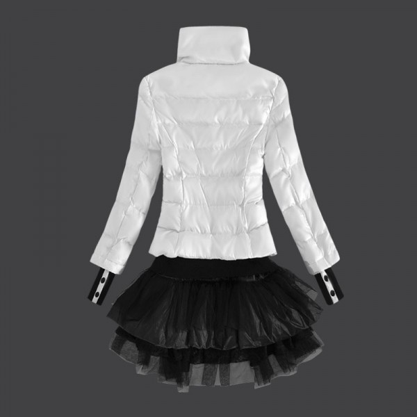 Moncler Donna Giù cappotto stand bianco Collar Presa M1002